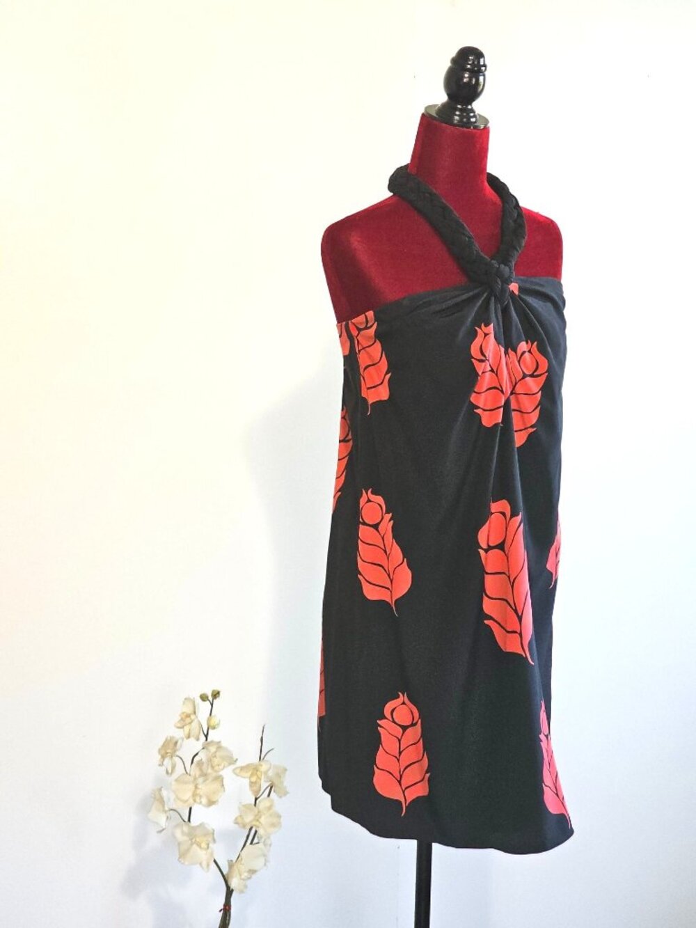 NWT Temperley London Women's Red Black Floral Silk Halter Neck Dress Size 6 2338 - Picture 5 of 13